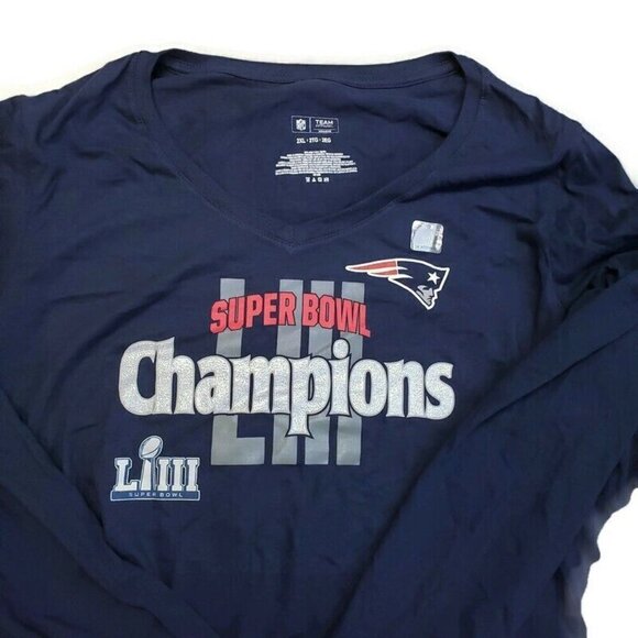 Team Apparel Tops - NFL New England Patriots Long Sleeve Shirt Womens M Super Bowl LIII Blue